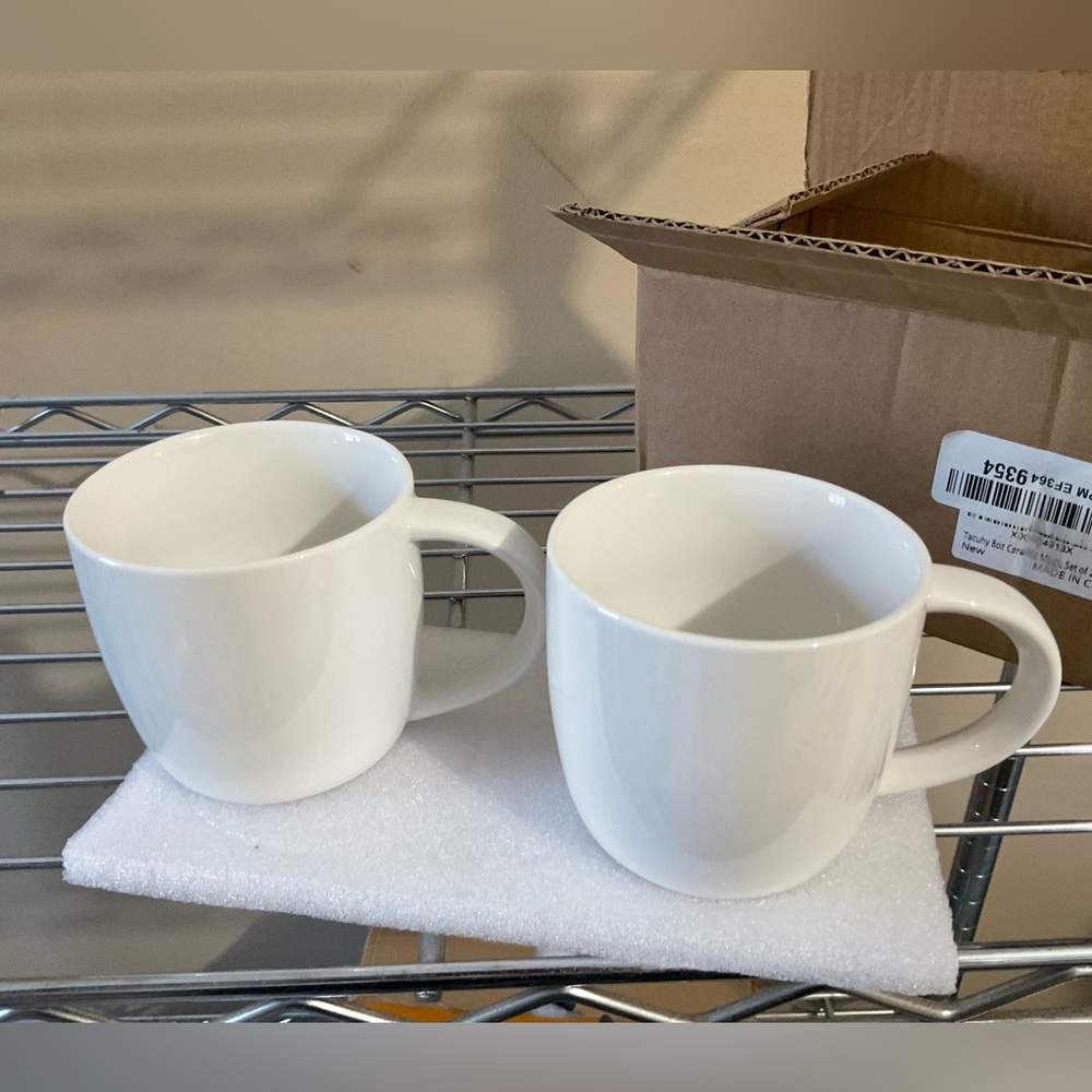 White Ceramic Coffee Mugs Set